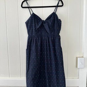 Navy tie front spaghetti strap dress- Size Small